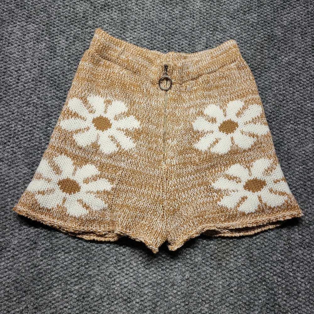 Cozy Coastal BOHO - Preppy Nautical - STORIA Knit Shorts High Waist Sz M Zipper